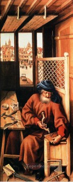 ロバート・カンピン Painting - 中世の大工ロバート・カンピンとして描かれた聖ヨセフ